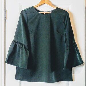 Du Jour Forest Green Bell Sleeve Tunic